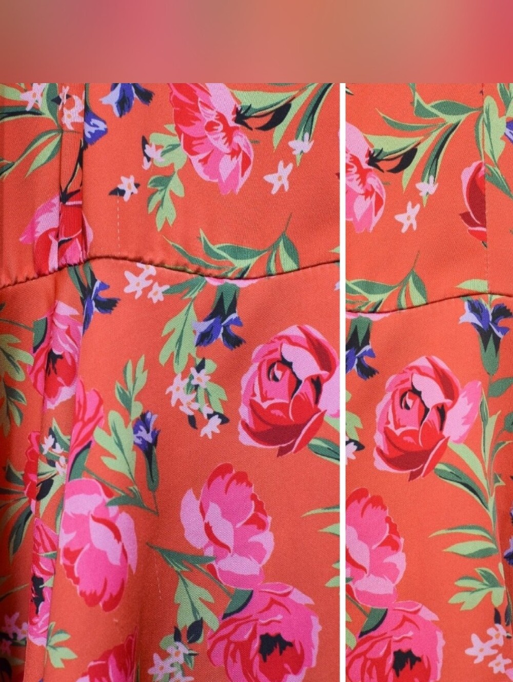Anthropologie Keepsake Floral Midi Dress Pink Coral Sz M Cocktail Boho Romantic - Picture 12 of 14